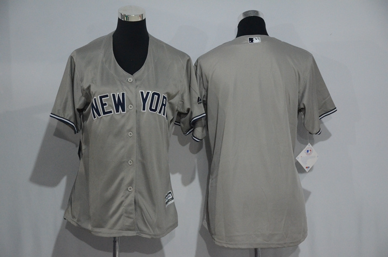 Womens 2017 MLB New York Yankees Blank Grey Jerseys